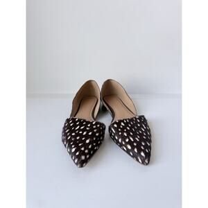 J.Crew Animal Print Pointed Toe Dd'Orsay Flats Size 9.5 Brown